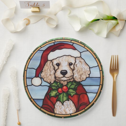 Assiettes En Carton Noël de caniche en verre (Mariage)