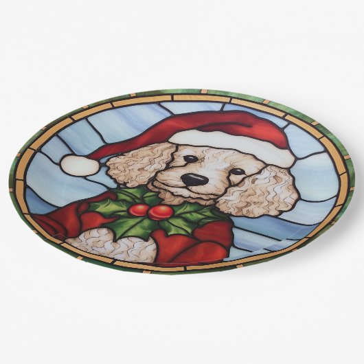 Assiettes En Carton Noël de caniche en verre (Angle)