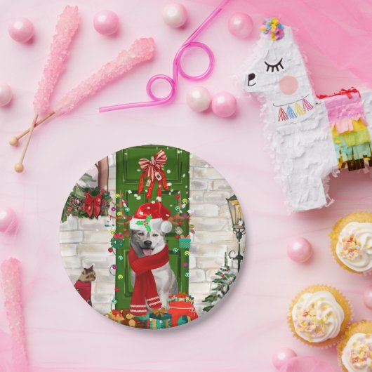 Assiettes En Carton Noël de Chien Husky Sibérien (Fête)