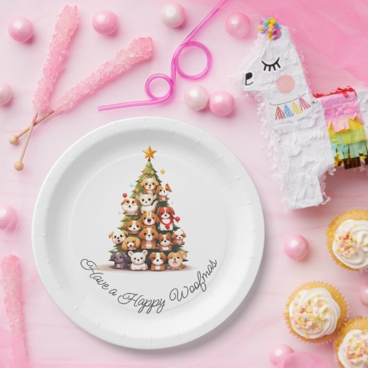 Assiettes En Carton Noël de chien simple (Fête)