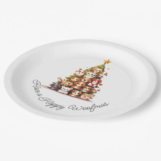 Assiettes En Carton Noël de chien simple (Angle)