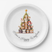 Assiettes En Carton Noël de chien simple (Devant)