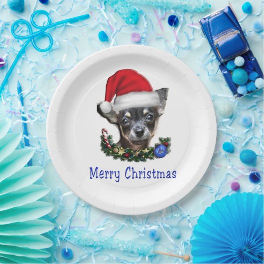 Assiettes En Carton Noël de Chihuahua (Fête)