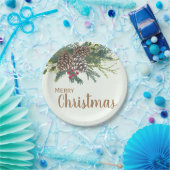 Assiettes En Carton Noël de cônes et de verdure de pin (Fête)