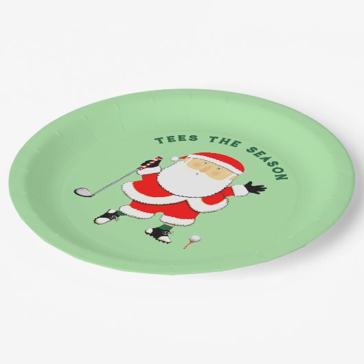 Assiettes En Carton Noël de golf (Angle)