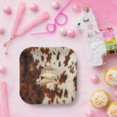 Assiettes En Carton Noël de la vache Brown Western Cream (Fête)