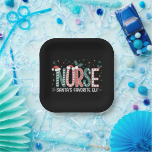 Assiettes En Carton Noël de l'elfe préféré de Santa Infirmière Inspira