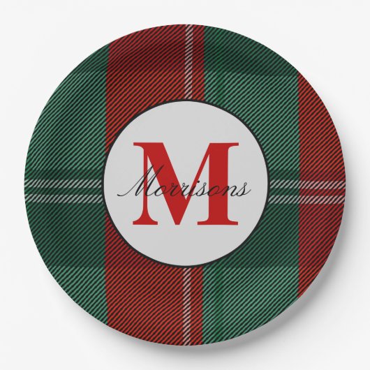 Assiettes En Carton Noël de monogramme plaqué (Devant)