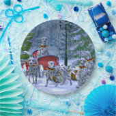 Assiettes En Carton Noël de neige vintage dalmate (Fête)