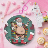 Assiettes En Carton Noël de père marrant mignon (Fête)