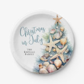 Assiettes En Carton Noël De Plage En Juillet (Devant)