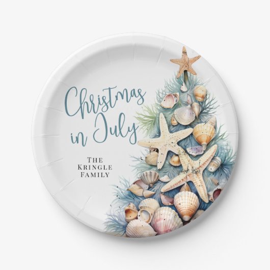 Assiettes En Carton Noël De Plage En Juillet (Devant)