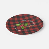 Assiettes En Carton Noël de plaid de Buffalo rouge et noir (Angle)