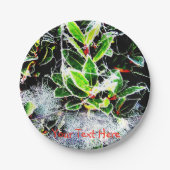 Assiettes En Carton noël de sainte et de baies recouvertes de gel (Devant)