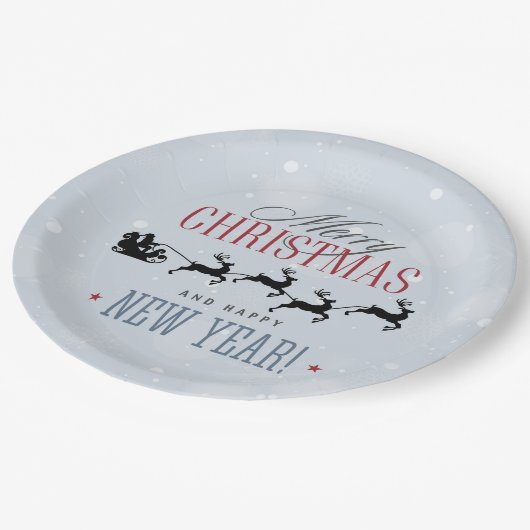 Assiettes En Carton Noël de Santa and his Flying (Angle)