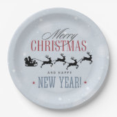 Assiettes En Carton Noël de Santa and his Flying (Devant)