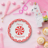 Assiettes En Carton Noël de sucrerie de menthe poivrée Joyeux (Fête)
