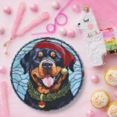 Assiettes En Carton Noel de verre tendu Rottweiler (Fête)