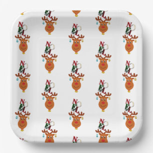Assiettes En Carton Noel Deer Bells Bauble Rudolf Snowflakes Noël