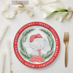 Assiettes En Carton Noël des éléphants blancs