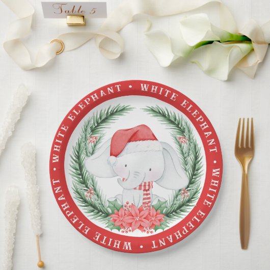 Assiettes En Carton Noël des éléphants blancs (Mariage)
