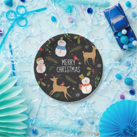 Assiettes En Carton Noël des neigeurs et rennes (Fête)