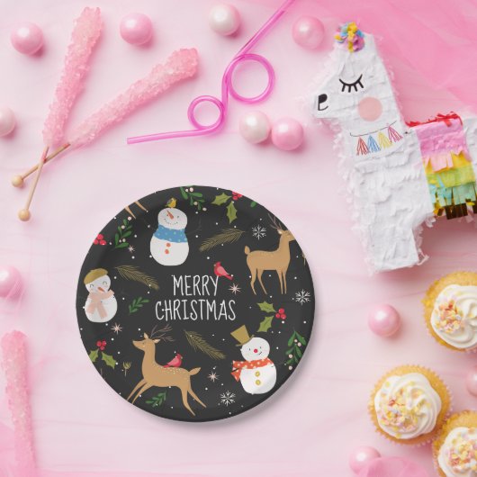 Assiettes En Carton Noël des neigeurs et rennes (Fête)