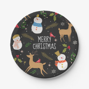 Assiettes En Carton Noël des neigeurs et rennes