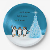Assiettes En Carton Noël des pingouins (Devant)