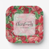 Assiettes En Carton Noël des Poinsettias rouges (Recto)