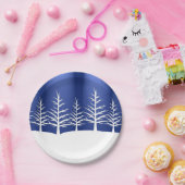 Assiettes En Carton Noël des silhouettes des arbres blancs (Fête)