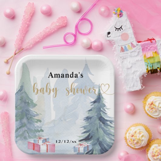 Assiettes En Carton Noël d'hiver - Baby shower (Fête)