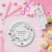 Assiettes En Carton Noël d'hiver Red Berries Feuilles d'argent (Fête)