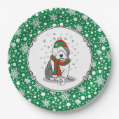 Assiettes En Carton Noël d'hiver Vieux anglais Chien de mouton gris 1  (Devant)