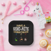 Assiettes En Carton Noël Dinosaur Dino Pun (Fête)