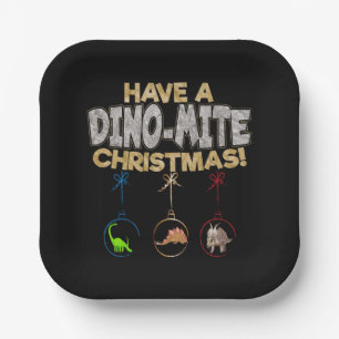 Assiettes En Carton Noël Dinosaur Dino Pun
