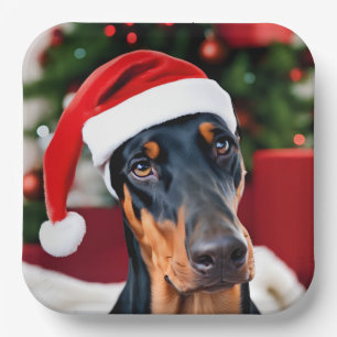 Assiettes En Carton Noël Doberman