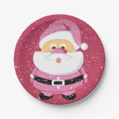 Assiettes En Carton Noël doux rose blanc Père Noël (Devant)