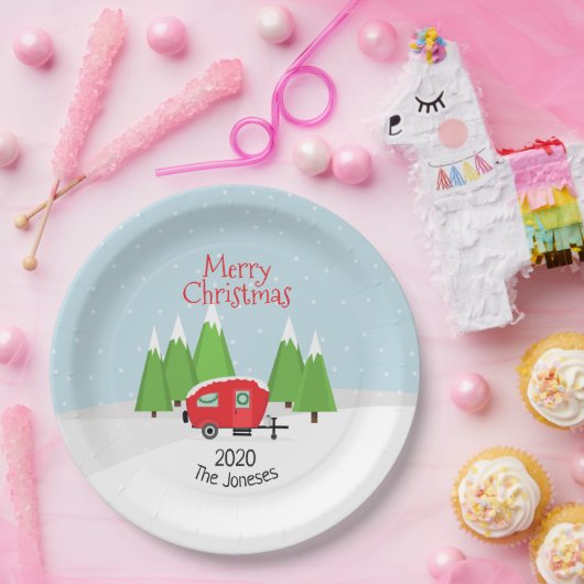 Assiettes En Carton Noël du Camper Retro (Fête)