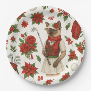Assiettes En Carton Noël du golfeur avec équipement de golf