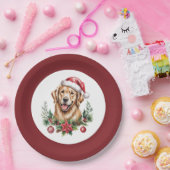 Assiettes En Carton Noël du joli Golden Retriever (Fête)