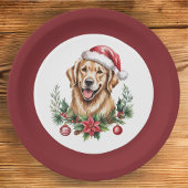 Assiettes En Carton Noël du joli Golden Retriever