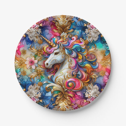 Assiettes En Carton NOËL D'UN UNICORN ~ Mignonne ~ (Devant)