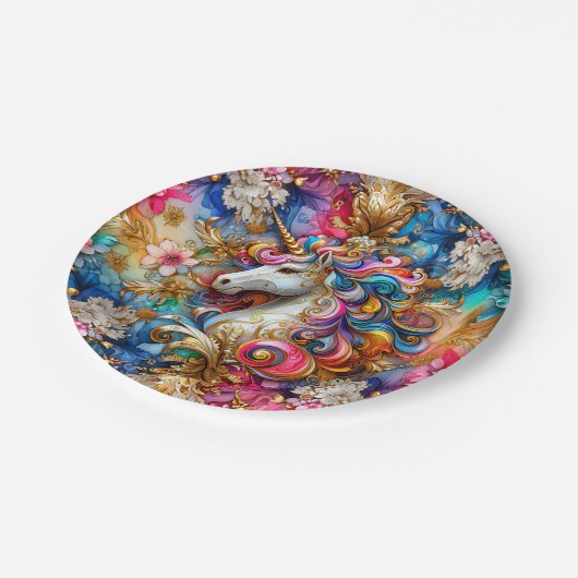 Assiettes En Carton NOËL D'UN UNICORN ~ Mignonne ~ (Angle)