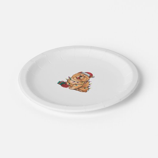 Assiettes En Carton Noël Éclairage Noël Chow Chow Chien Noël (Angle)