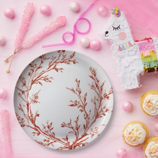 Assiettes En Carton Noël élégant en toile rouge (Fête)