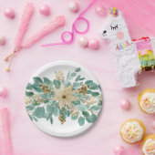 Assiettes En Carton Noël Elégant Poinsettia Eucalyptus blanc (Fête)