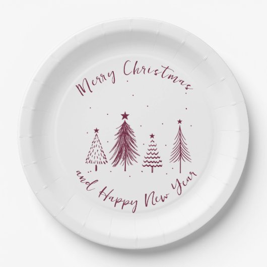 Assiettes En Carton Noël élégant sapin de Noël (Devant)