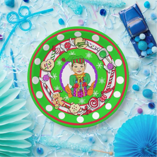 Assiettes En Carton Noël Elf Whimsical Candy Polka Dot (Fête)