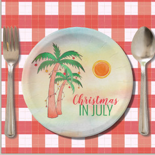 Assiettes En Carton Noël en juillet BBQ Party Palm Trees Plaque de pap